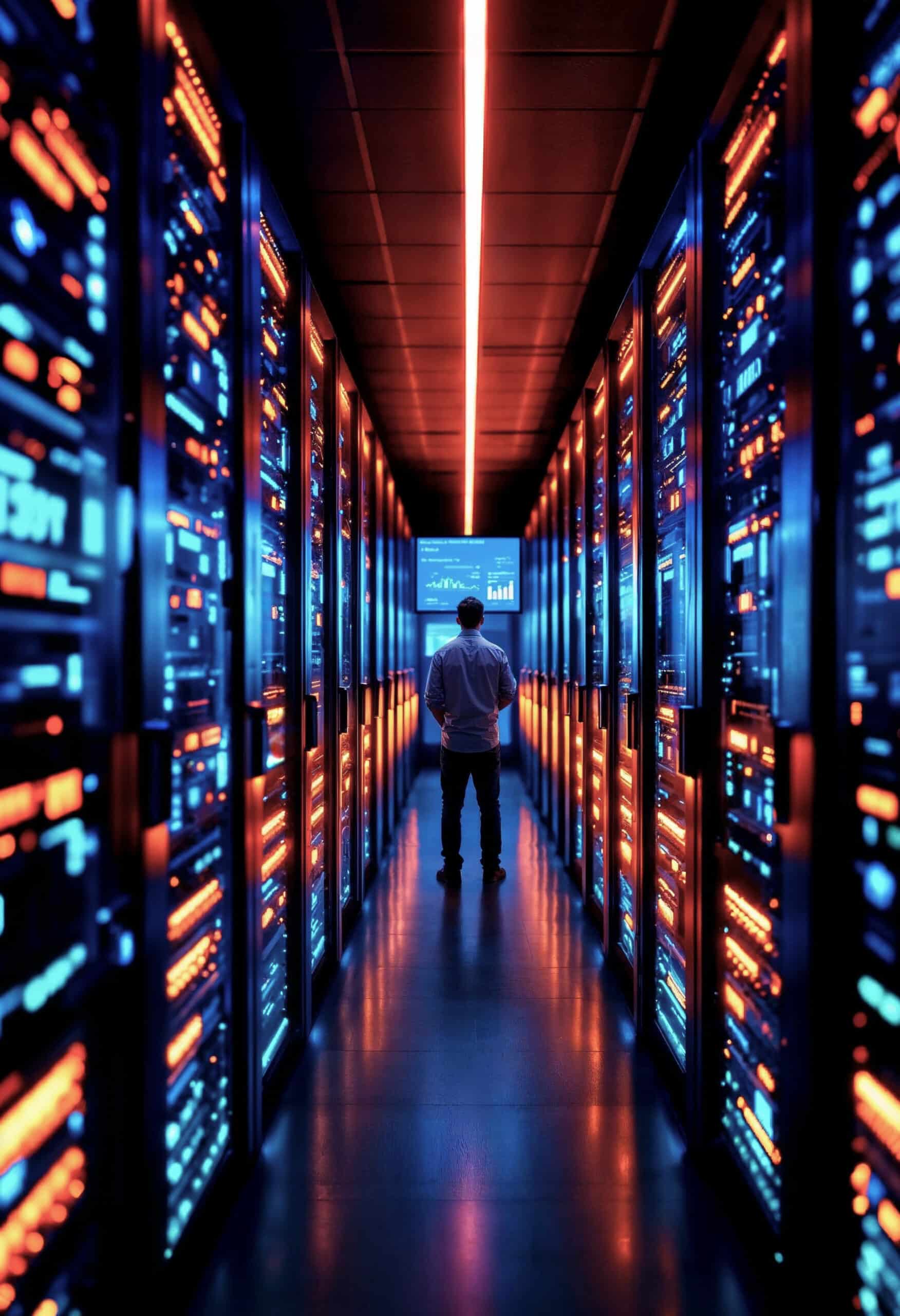 IT FM centre de donnees avec un homme